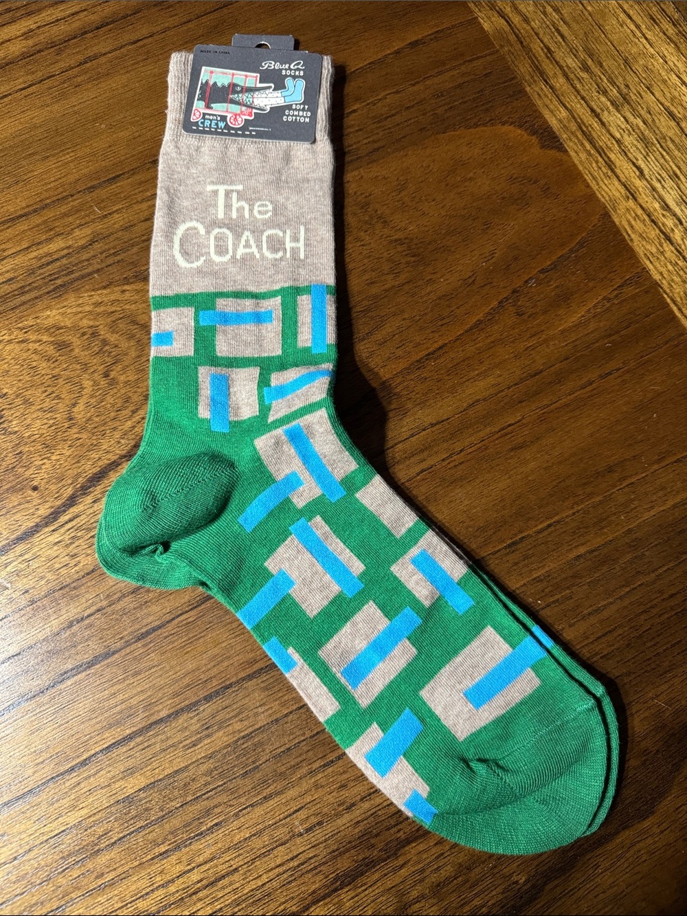Blue Q Mens Crew Socks “The Coach” NWT Size 7-12